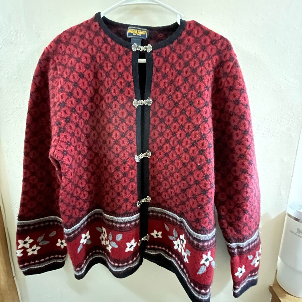 Woolrich Red Patterned Cardigan